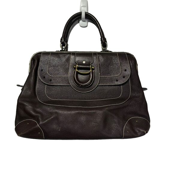 etienne aigner brown leather zip around flap large tote bag Purse - Picture 1 of 16